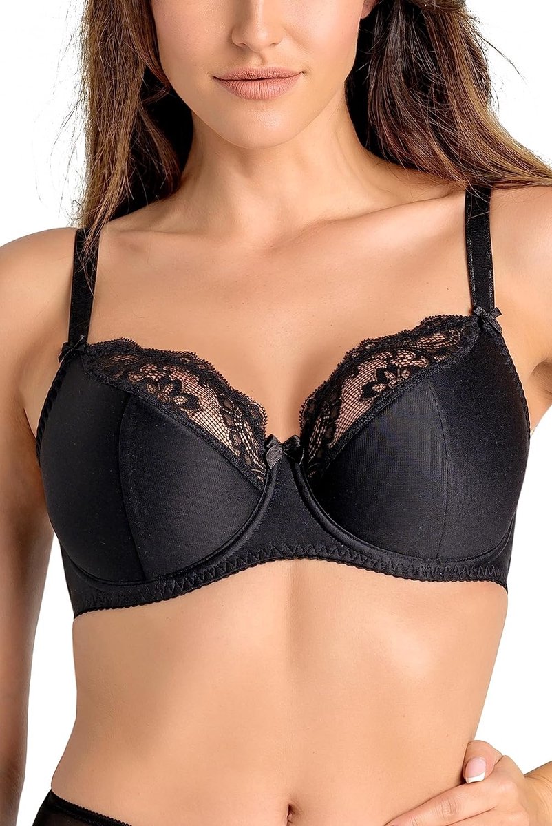 Half-voorgevormde Beugel-BH voor Dames, Ondersteunende Semi-Soft BH met Hoge Zijkanten en Verstelbare Bandjes