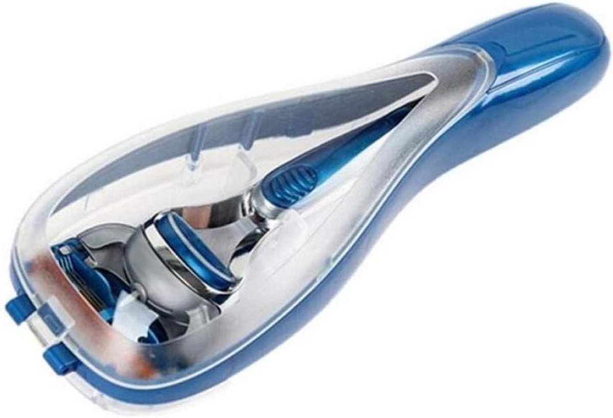 Scheermes Houder - Reis Opbergdoos - Hygiënisch Opbergen - Stijlvol Transparant - 17.5 cm - Blauw