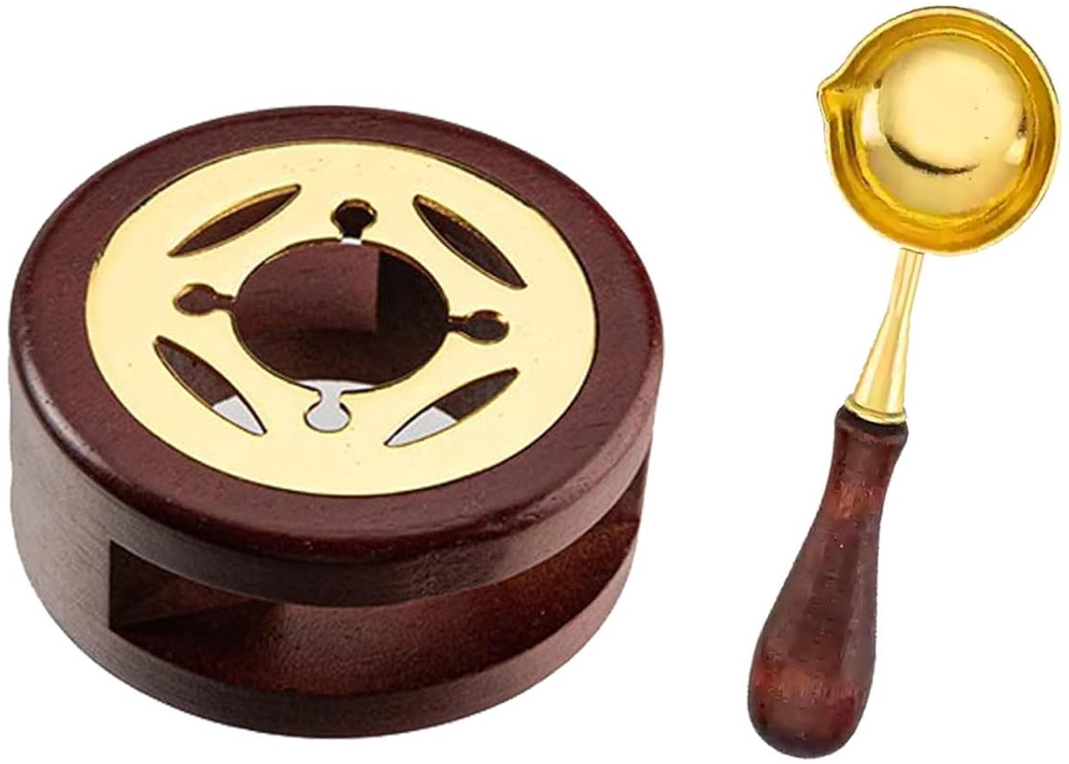 Seal Kit - Elegante warmer met smeltlepel voor het afdichten van kralen en stokjes - perfect voor het maken van mooie enveloppen en decoratieve geschenken (bruin)