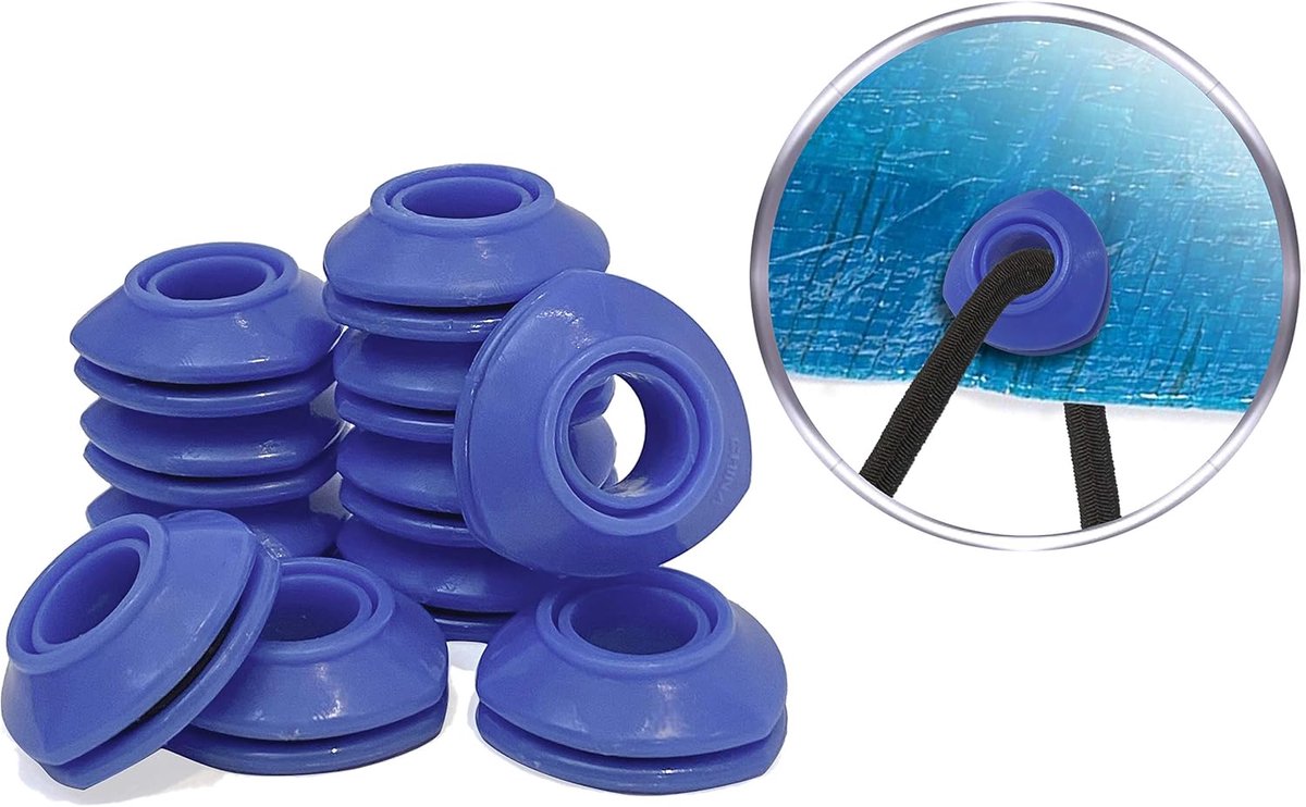 & Co (22 stuks) oogjes voor kunststof zeil om op te klikken, blauw, binnendiameter 11 mm, bonus 3 reparatiepleisters voor zeildoek