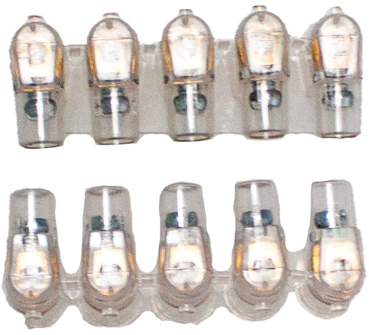 Eenpolige klemmen, 2 stangen à 5 stuks, transparant, geïsoleerd voor elektrische kabels (doorsnede 2,5 mm²)