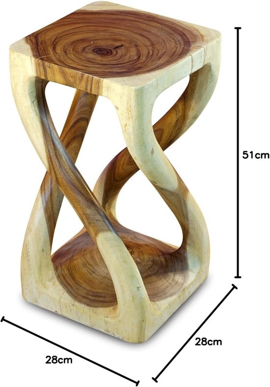 Houten bijzettafel BUENG - Suar massief hout nachtkastje of bloemenkruk van massief hout van houten — afbeelding 5