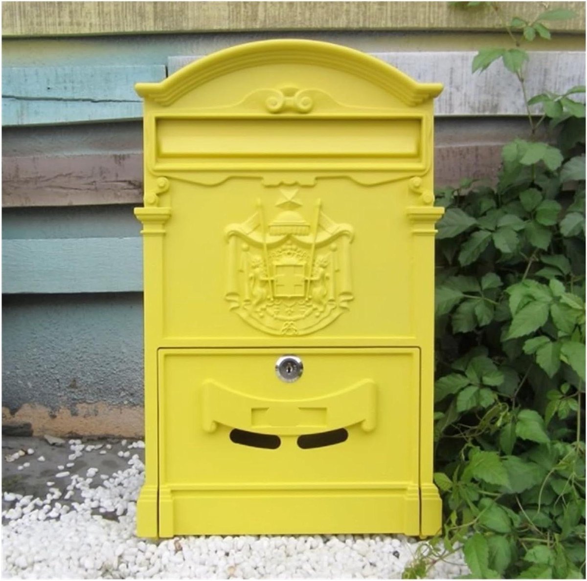 Brievenbus - Postbus Pakketkast - Post Ontvangen - Afsluitbaar Weerbestendig - 46x32x17 cm - Geel