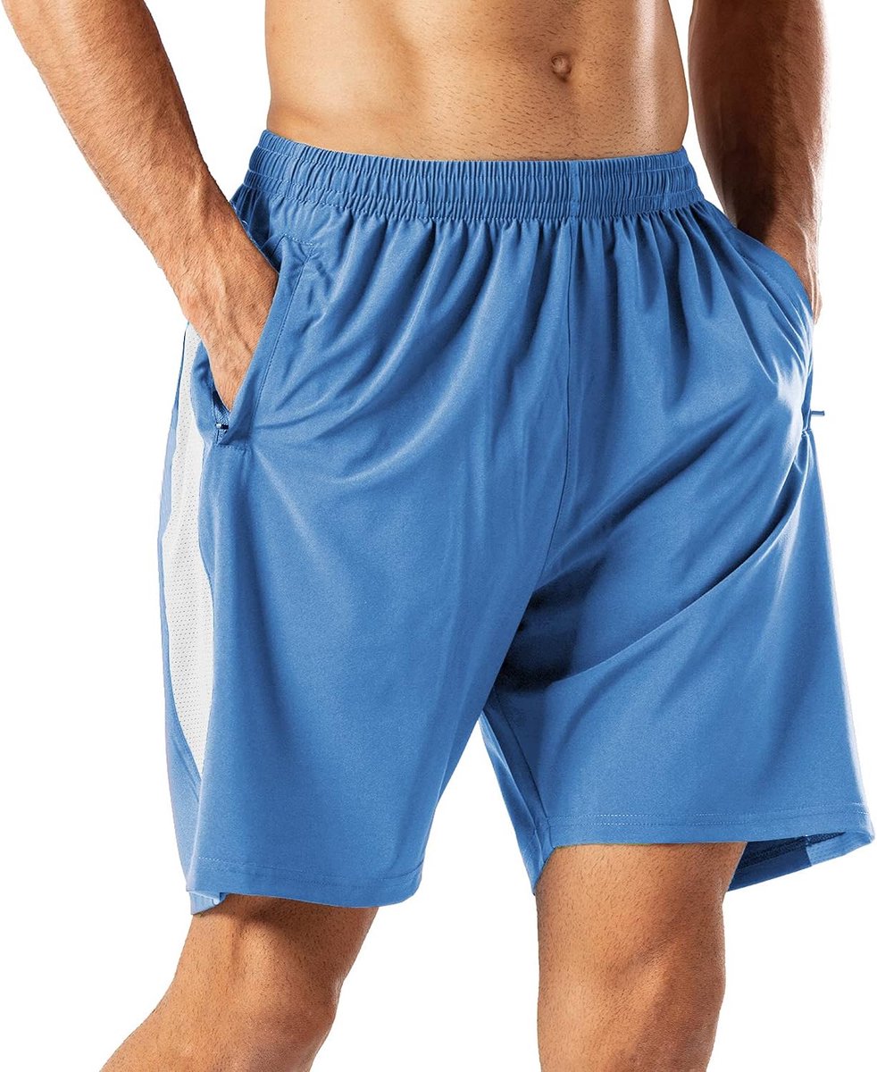 Hardloopbroek voor heren, sneldrogend, sport, korte broek met ritszak