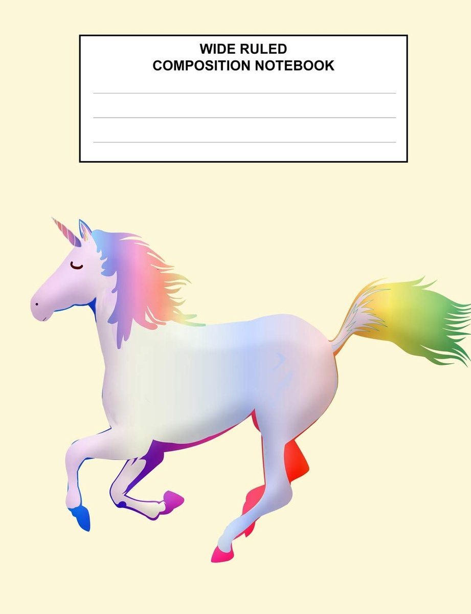 Ruled Composition Notebook: Class Subject Journal Back to School Supplies Unicorn Pastel Colors