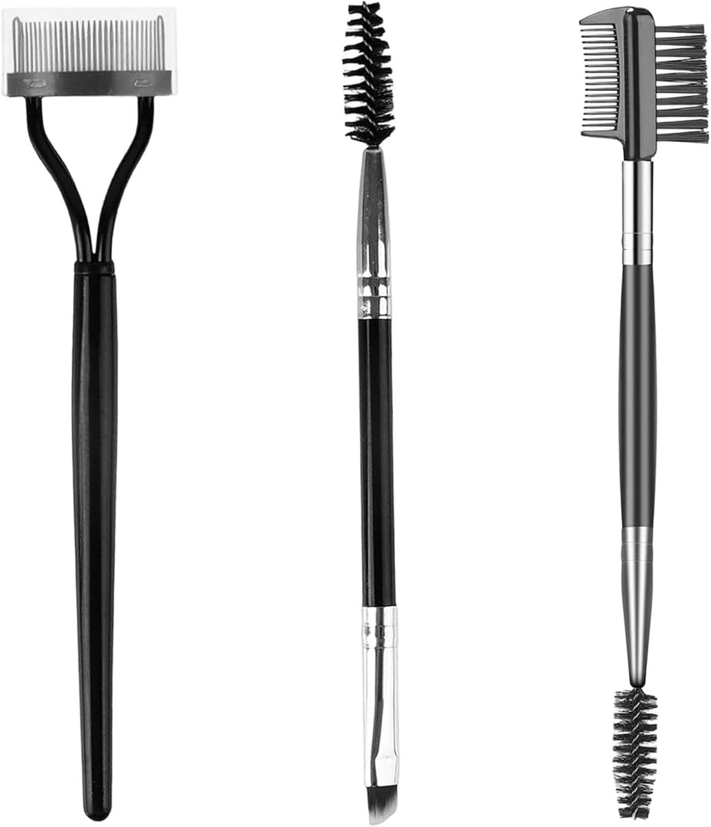 Wenkbrauw- en wimperkwastenset 3 stuks - schuine kwast - wimperscheider - perfect voor oogmake-up - ShopVlot