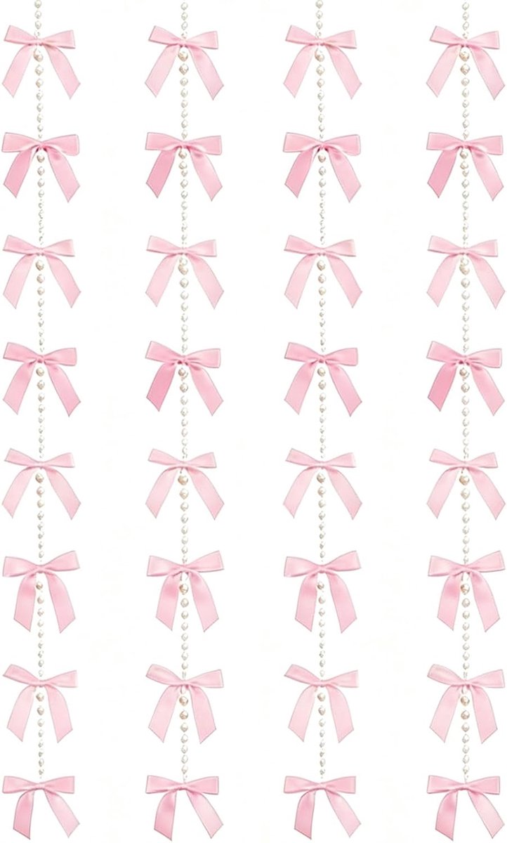 Parelketting strikslinger 1 m - pastelroze satijn - gelaagd decor - perfecte achtergrond voor kinderkamer - ShopVlot