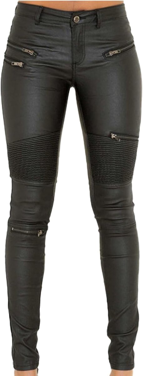 Broek Pu Leer Met een laag bedekte Denim Broek voor Vrouwen Sexy Strakke Elastische Rider Leggings