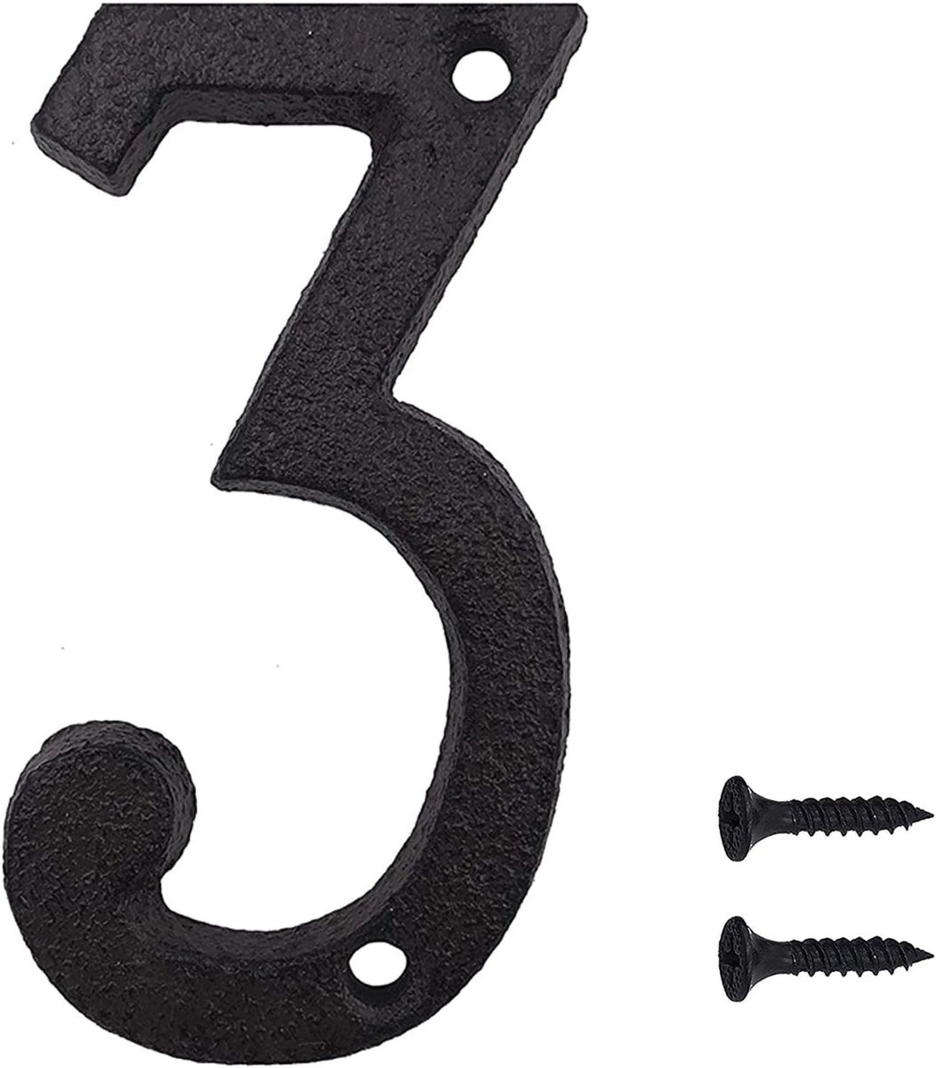 Gietijzeren nummers, 3 inch zwart retro metalen nummers huisnummer postnummers voor koffiewinkel bar restaurant (3)