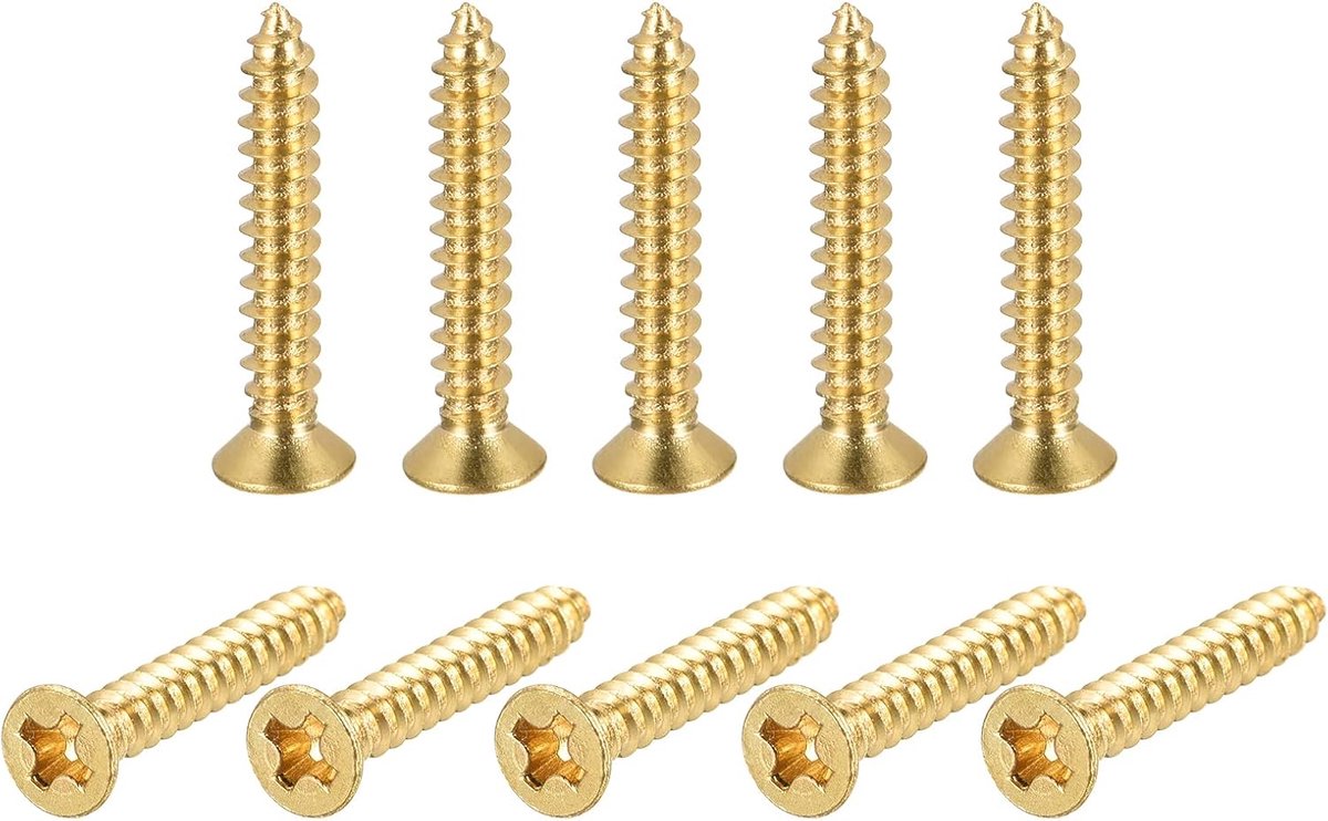 Houtschroeven, M3 x 20 mm kruiskop platte kop, zelfsnijdende connector voor deuren, kasten, houten meubels