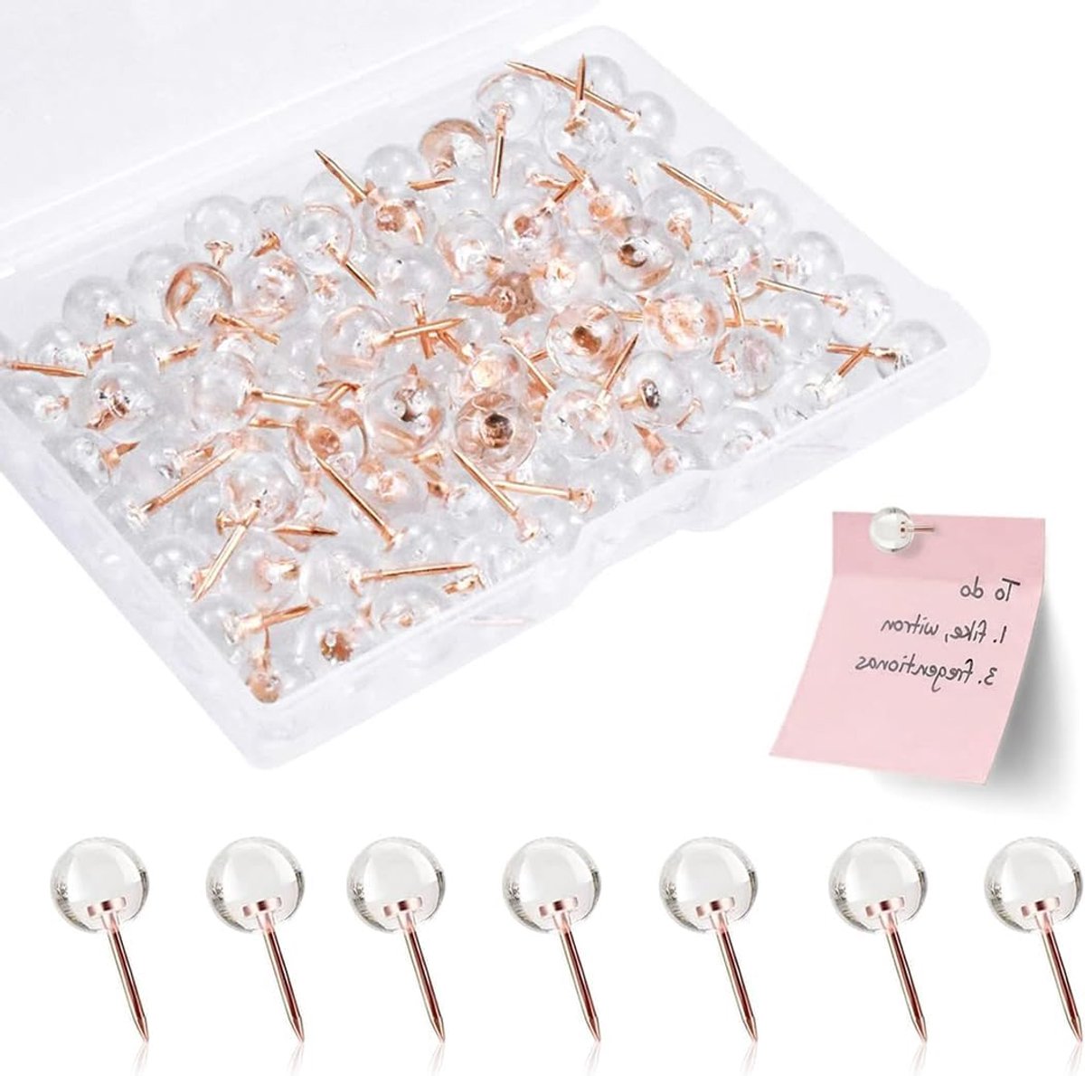 Punaises (100 stuks) – roségoud, 2 cm x 1 cm, stabiel en herbruikbaar, voor kantoor en thuis