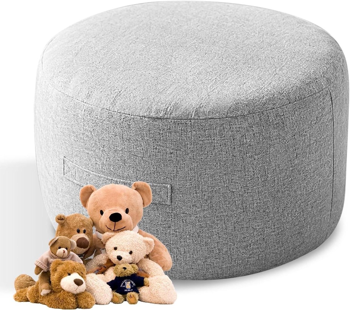 Knuffelopbergzak - Zitzak organizer - Speelgoed opbergen - 2-in-1 zitplek - Ø 60 cm - Lichtgrijs
