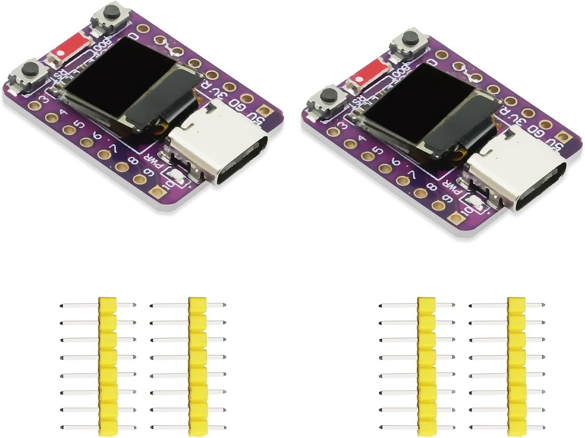 Ontwikkelboard met 0,42 inch OLED-display, ESP32-C3 ESP32 mini-module ondersteunt 2,4 G wifi, Bluetooth, 4 MB Flash met Type C USB-poort voor de IoT-ontwikkeling, 2 stuks