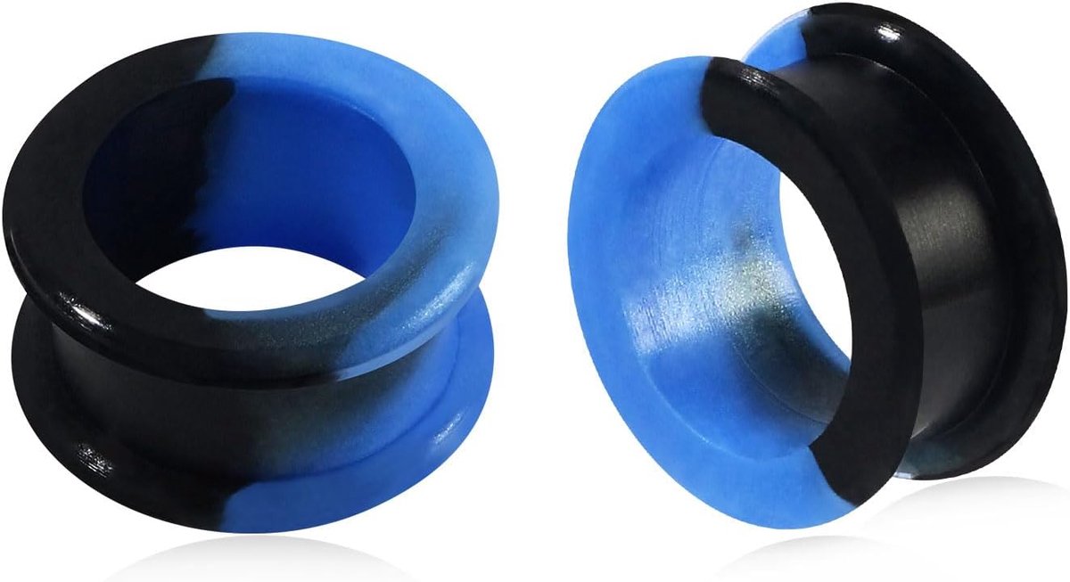 Oorplug van hard silicone, dubbele uitlopende flexibele oor-expander, oorpiercing, 3 mm-25 mm