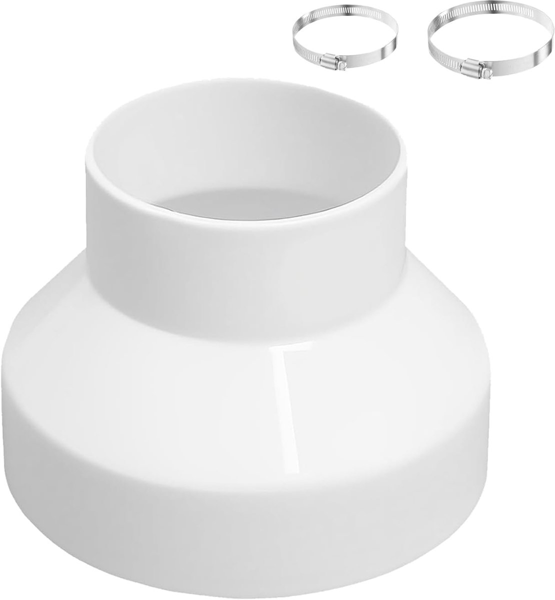 Verloopstuk 150mm tot 100mm verloopstuk buisreductie ventilatieomvormer wit