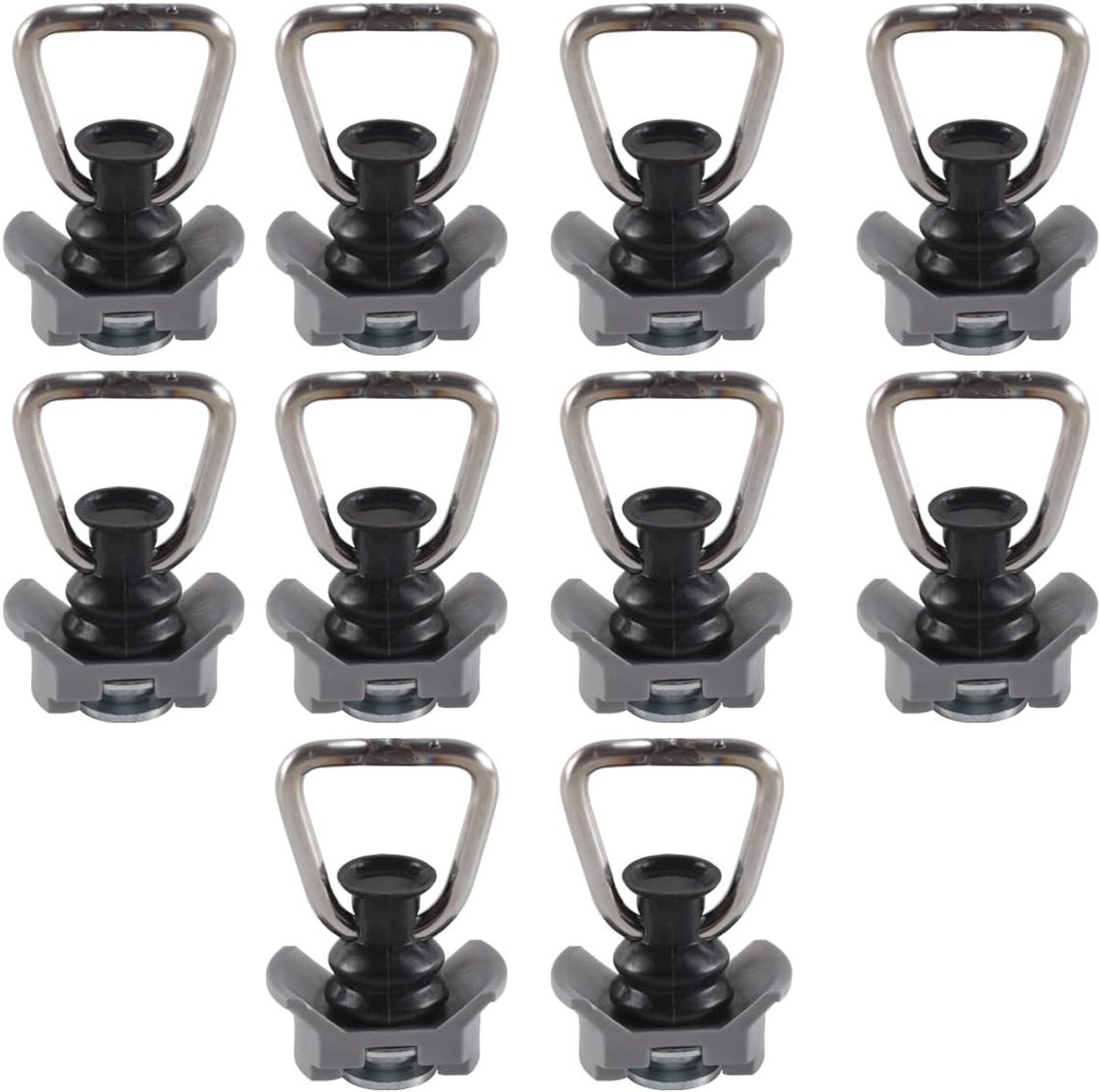 10 stuks enkelvoudige studfitting, L-railfitting, ronde ring aluminium houder voor ladingcontrole voor veilig vastsjorren en transport (grijs)