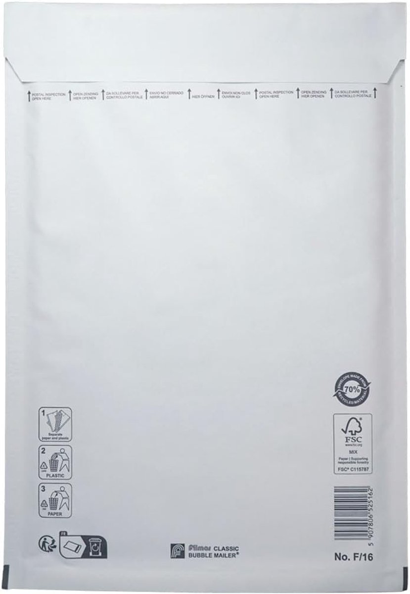 Luchtkussen envelop F16 220x340mm - bubbel enveloppen - doos 100 stuks - veilig verzenden - SnelShoppen