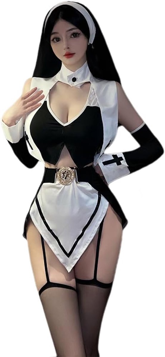 Cosplay nun lingerie anime cosplay toneel Halloween dienstmeisje uniform jurk
