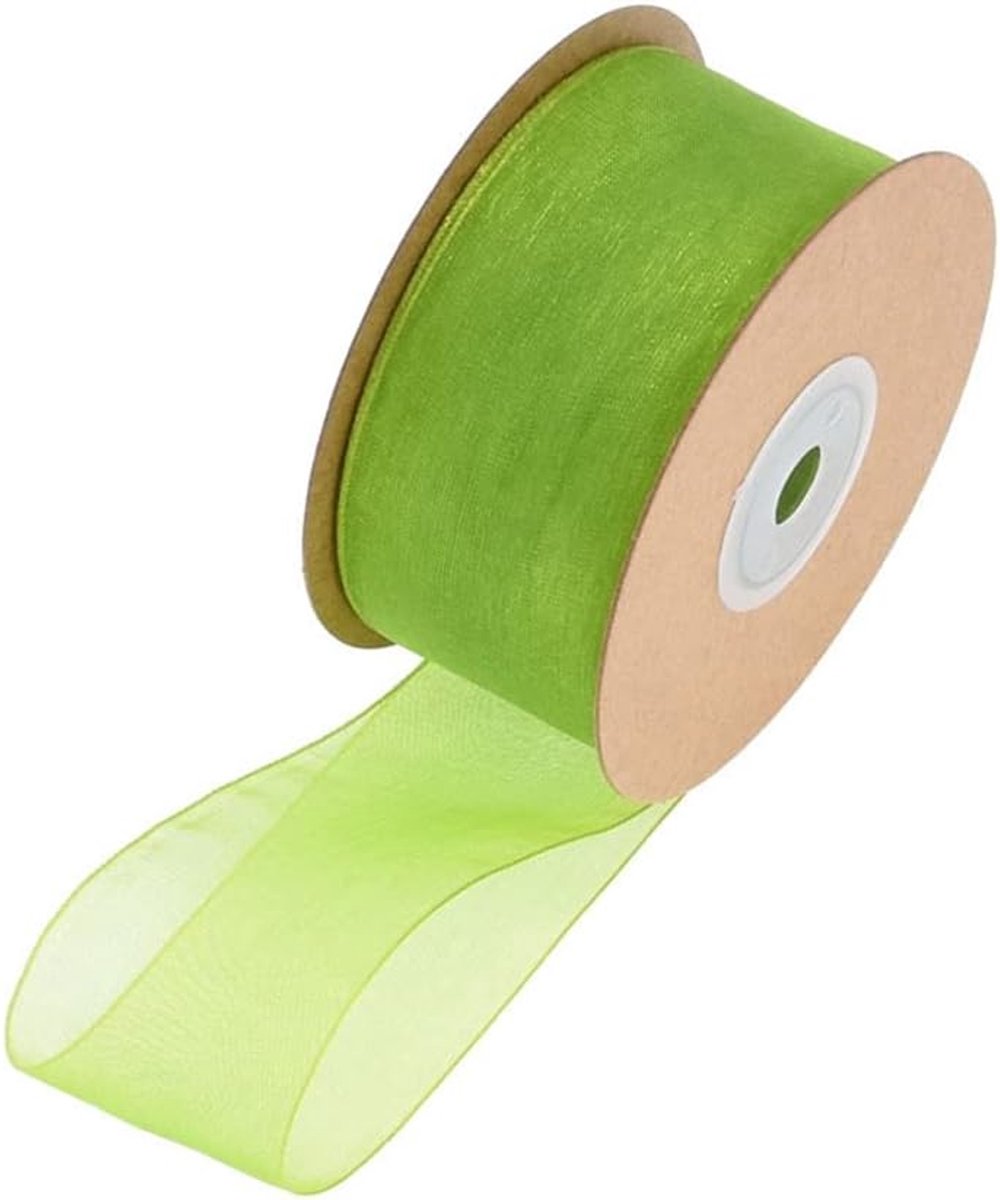 1 rol organza lint 2,5 cm x 22 m organza linten transparant lint chiffon lint cadeaulint chiffon decoratielint satijnen lint voor doe-het-zelf geschenkverpakking bloemenboeket decoratie groen