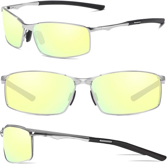 Zonnebril voor heren en dames ultra lichtgewicht rechthoekige metalen frame UV400 bescherming Zonnebrillen Cat 3 CE — afbeelding 4