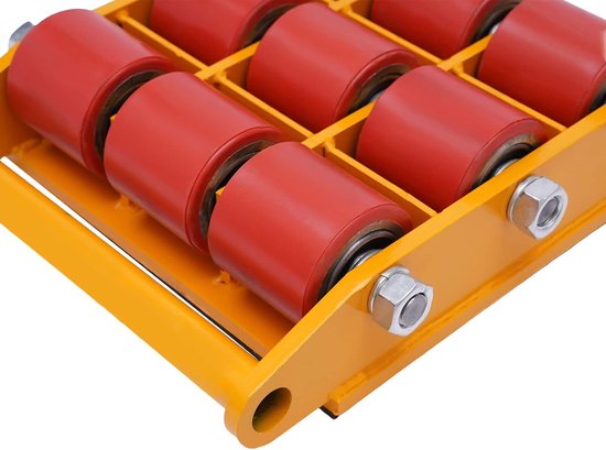 15T transportchassis, machine-verhuizer, 360° rotatie, zware wielen, stuurwielen, zware wielen, transportroller, meubeltransportwielen, pantserwielen, industriële wielen, transporthulp, geel — afbeelding 3