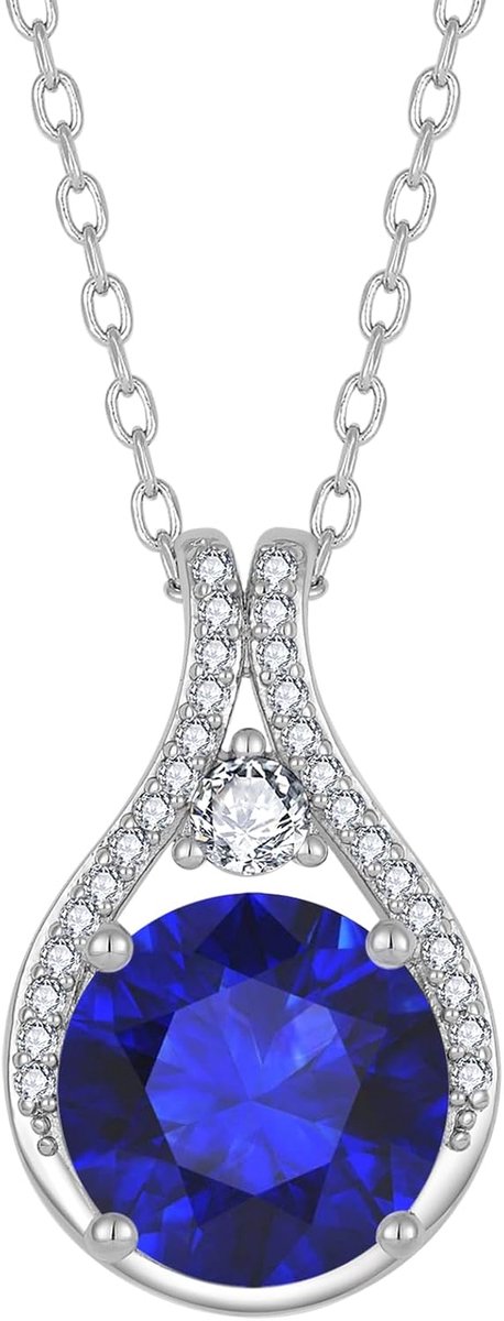 Geboortesteen ketting dames zilverkleurig messing rond geslepen halsketting hanger sieraden cadeau voor vrouwen