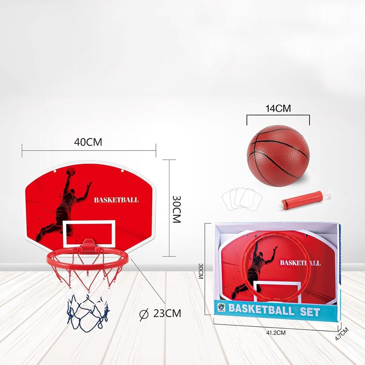 Kinder basketbalring - Sportcentrum speelset - Motorische vaardigheden - Stabiele versterkte basis - 122 x 136 cm - A