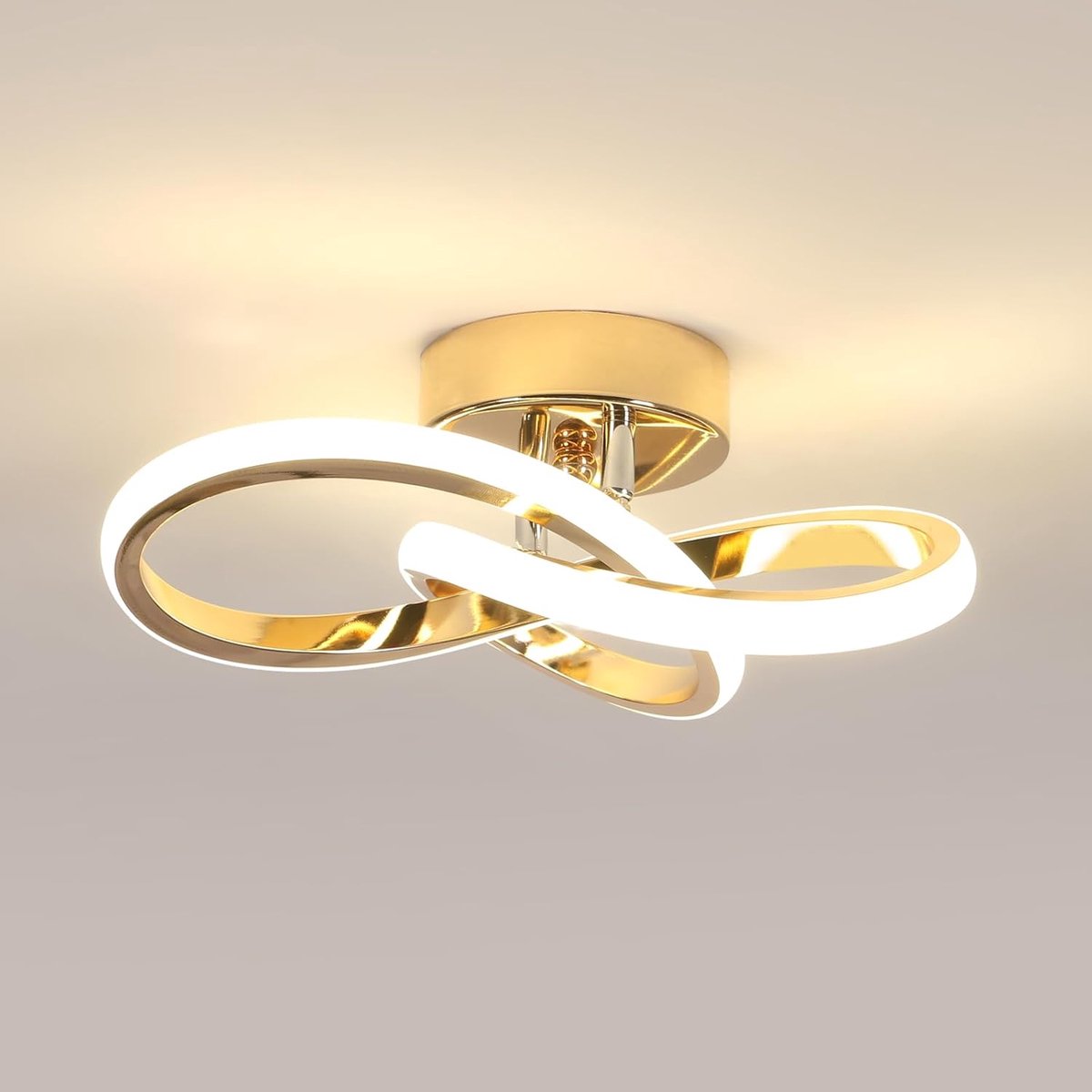 Gouden Plafondlamp, 22W Modern LED Plafondlicht Natuurlijk Licht 4500K, LED Acryl Plafondlamp voor Slaapkamer Keuken Eetkamer Gang