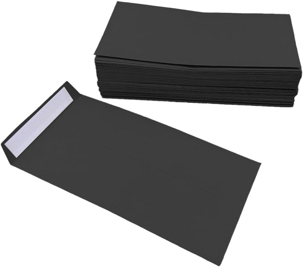 60 Stuks Mini Enveloppen,Kleine Enveloppen,Zwart,voor thuis,kantoor | Papier, 7,5 x 16 cm, dubbelzijdig plakband om te sluiten, doe-het-zelf, zonder kaart, voor het versturen van kaarten, brieven