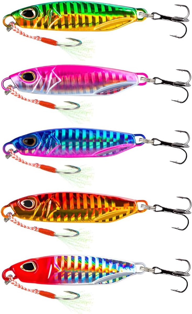 5 stuks zinkend visaas, 30 g/40 g/50 g hardmetaal, zee, spinner, visaas in zout water of zoet water, voor tonijn, zalm, tanden en jigging lure