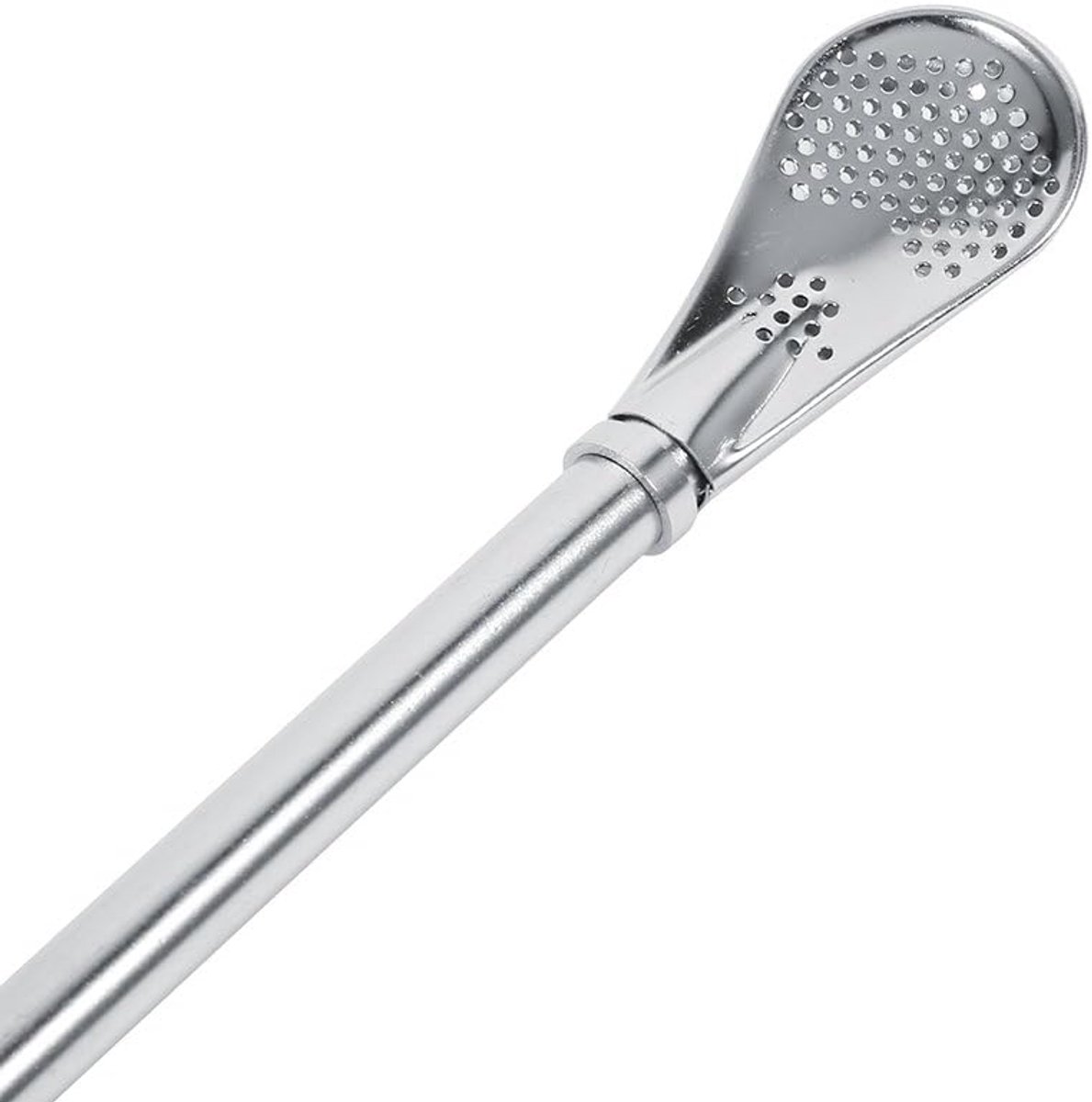 Metal Mate-stro, betrouwbare roestvrijstalen theepompoen Bombilla-rietje Gefilterde lepel Zilver