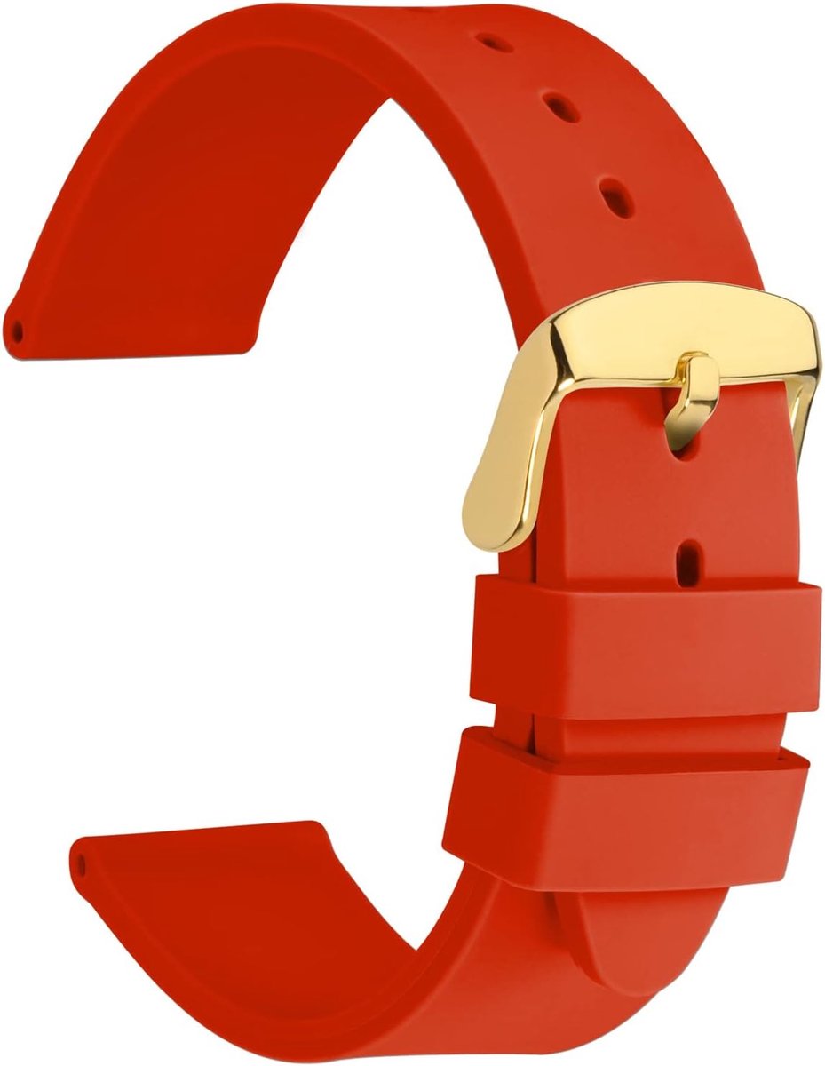 Horlogebanden met Zilveren Roestvrijstalen Gesp, Zachte Rubberen Vervangingsbanden 18mm 20mm 22mm 24mm