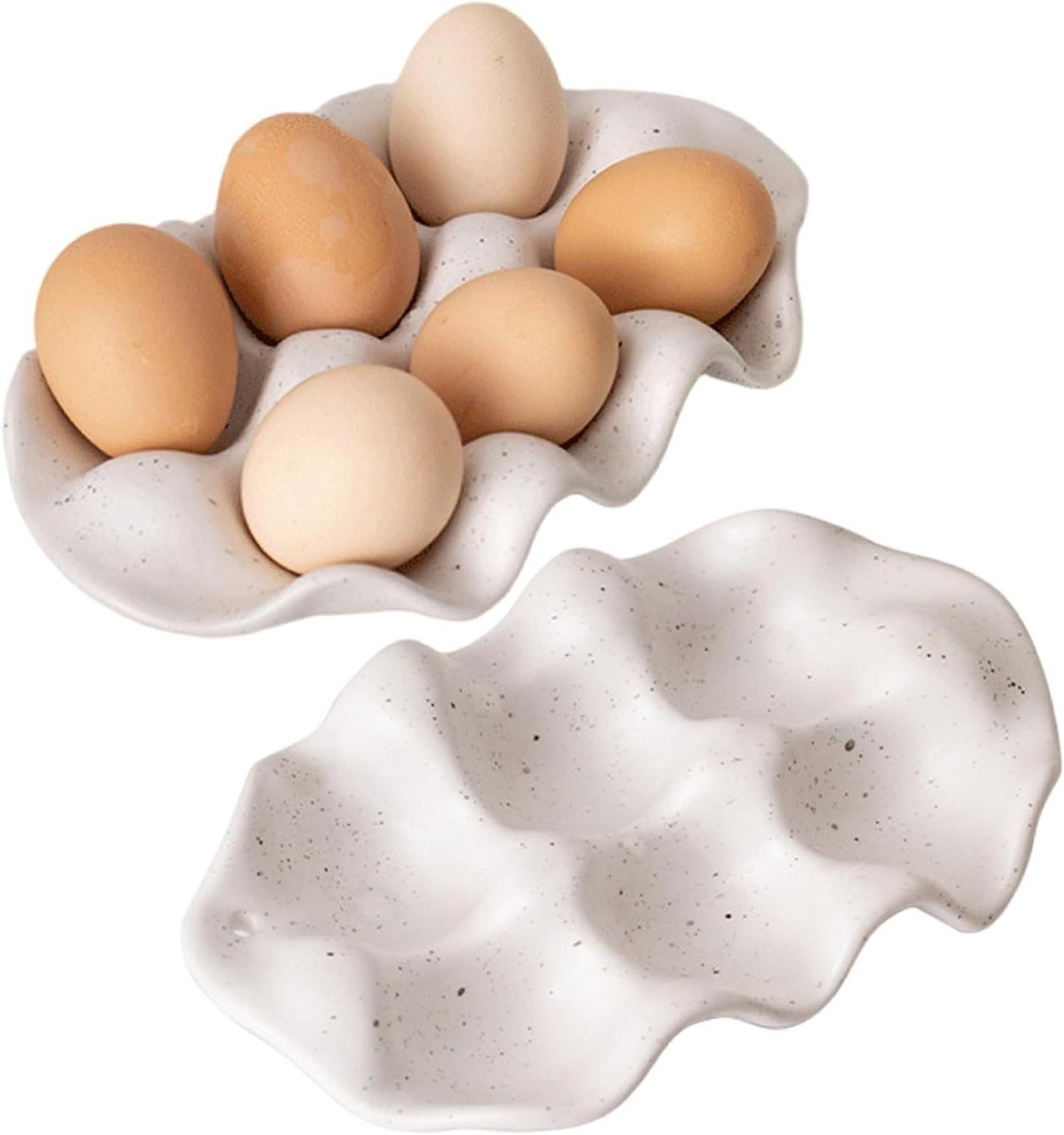 Keramische Eierhouder - Eiermand Opbergbak - Keuken Organiseren - Minimalistisch Modern Design - 6 Rasters - Wit