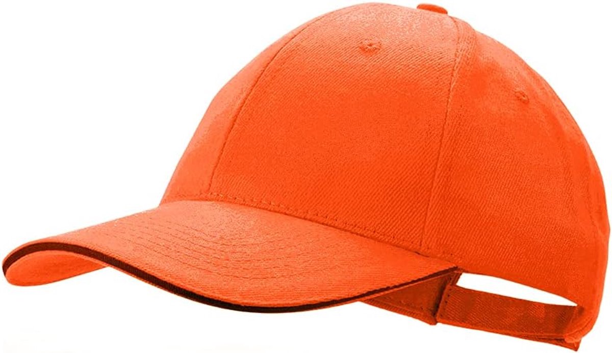 Honkbalpet, padel, golfpet, 6 panelen, 100% gekamd katoen, verstelbare sluiting, uniseks, Oranje, 58 cm