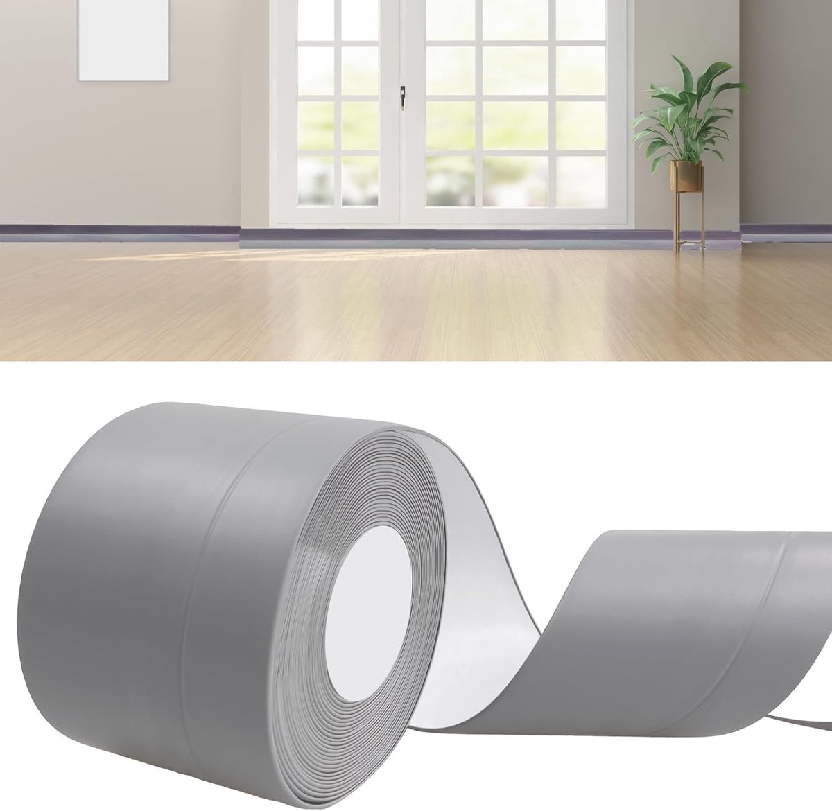 Plint zelfklevend grijs 6M plint 50x20mm | Plint, zelfklevend, pvc, waterdicht, flexibele lijsten, eindlijst, knikstrip voor keuken, badkamer, badkamer