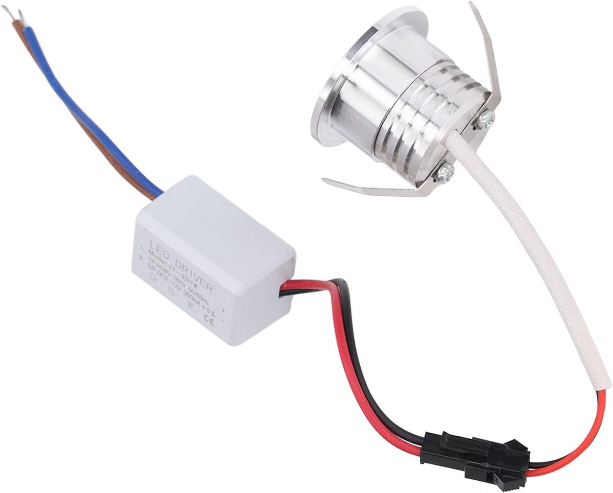 Aluminium LED-plafondinbouwspot 3W AC85 Tot 265V 4000K, 30 Mm Uitsparing Onder Kastdisplayverlichting voor Boekenkasten, Planken, Kasten, Kasten (Warmwit licht 3000K)