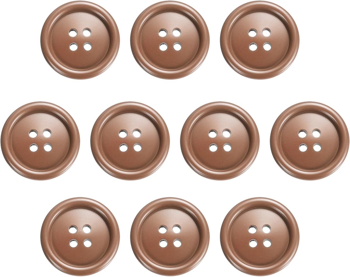 Knopen, 30 mm 4 gaten naaien harsknopen, knutselknopen, ronde reserveknopen voor naaien, mantel, overhemden, kleding, doe-het-zelf handwerk, decoratie, lichtbruin