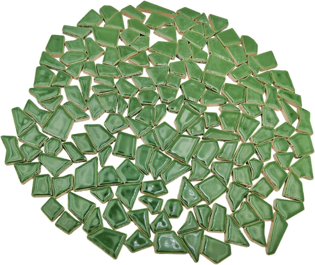 Mozaïektegels voor knutselen, 0,5 x 2 cm kleine mozaïekstenen voor doe-het-zelf mozaïek maken en wanddecoratie (groen)