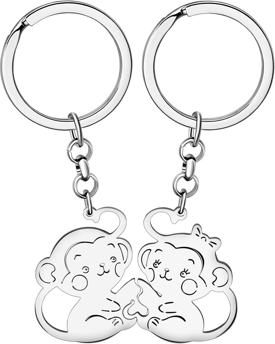 Koppels Bijpassende Aap Sleutelhanger Mode Dieren Sieraden Valentines Geschenken Voor Vrouwen Meisjes Tas Sleutelhanger