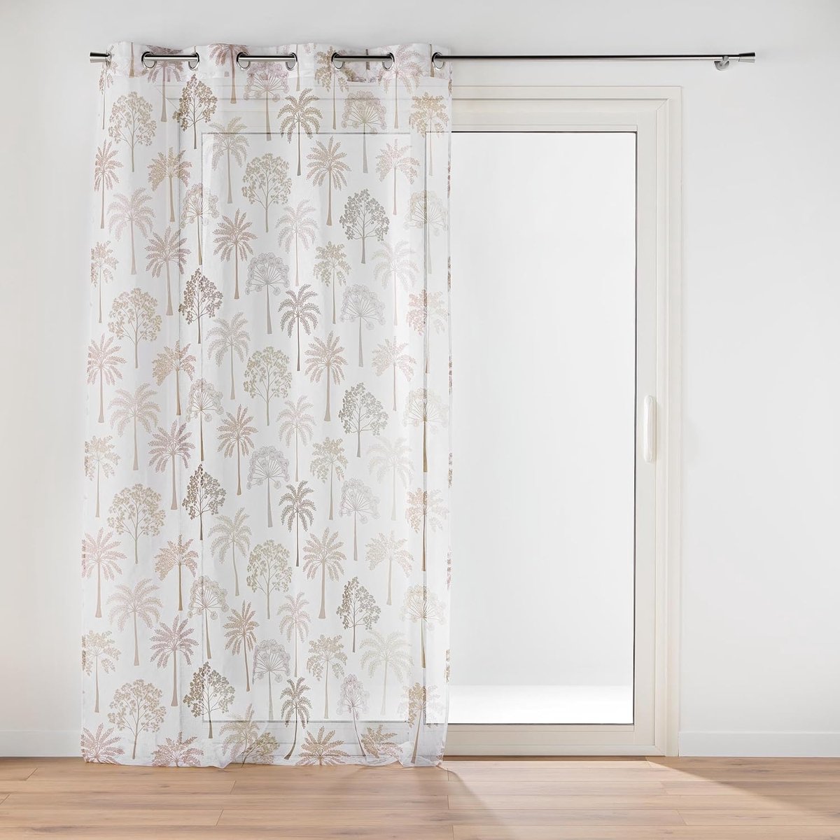 Douceur d'intérieur, Gordijn met oogjes (140 x 280 cm), natuurlijk Palmea, bedrukt met gezandstraalde voile