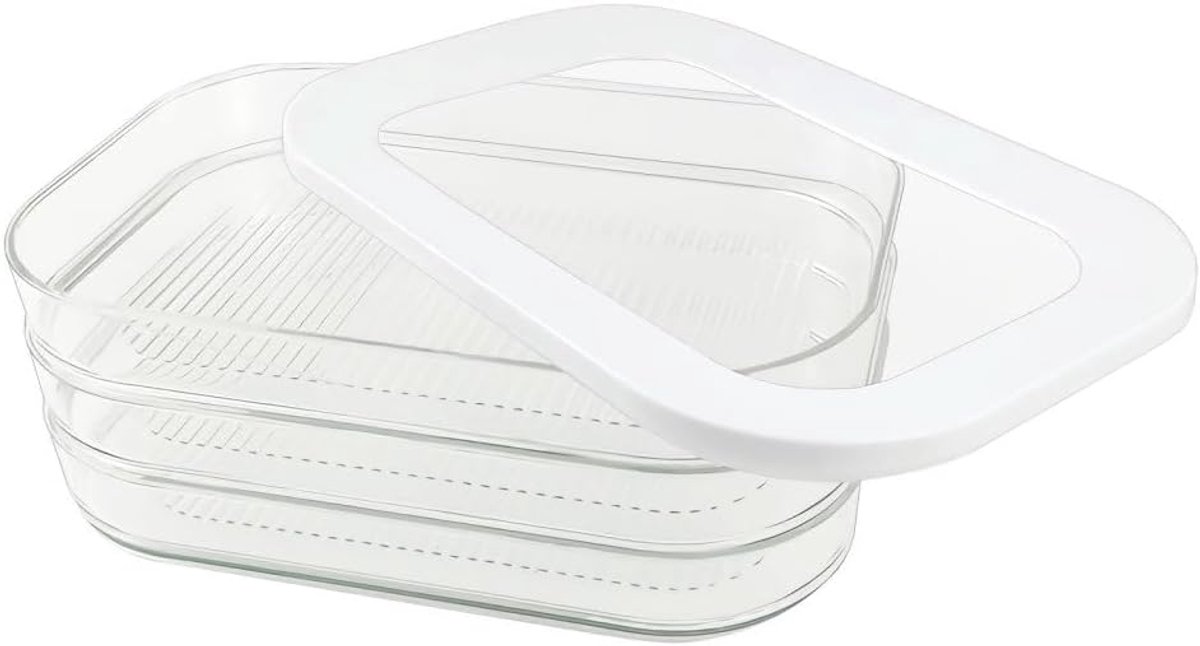 3-laags vleescontainers met deksel voor koelkast, stapelbare PET-voedselbox voor spek en worstjes