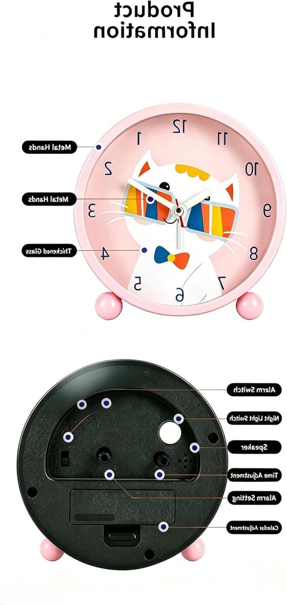 Stille Wekker - Analoge Klok - Wakker Worden - Geen Tikkend Geluid - 114 Cm - Zwart