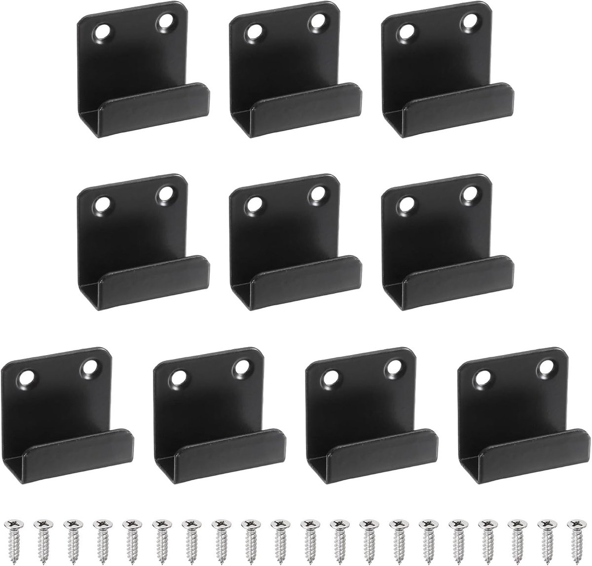 10 stuks roestvrijstalen tegelhouders, zware belasting, wandhaken, bevestiging met schroeven, voor spiegel, fotolijst, zwart, 15 mm binnenbreedte