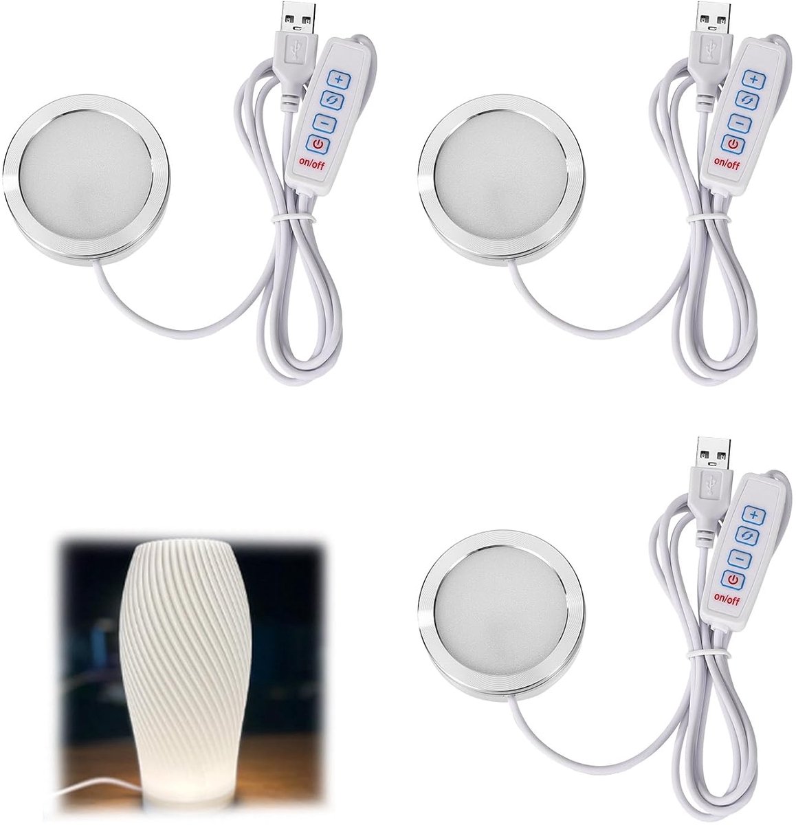 3st LED-Lampenset 001, 3 Kleuren Instelbaar Dimbaar 5V USB-Aangedreven Verlichting voor Bambu Lab H2D/X1/P1P/A1 Mini Makerworld en Anycubic Makeronline 3D-Printers Doe-Het-Zelf-Hardware