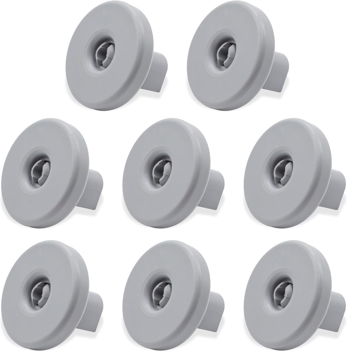 Set van 8 wielen voor vaatwassermand, compatibel met Zanussi, Rex, Electrolux, AEG, wielen van kunststof voor mand onder servies (compatibiliteit controleren), grijs, diameter 40 mm