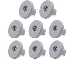 Set van 8 wielen voor vaatwassermand, compatibel met Zanussi, Rex, Electrolux, AEG, wielen van kunststof voor mand onder servies (compatibiliteit controleren), grijs, diameter 40 mm
