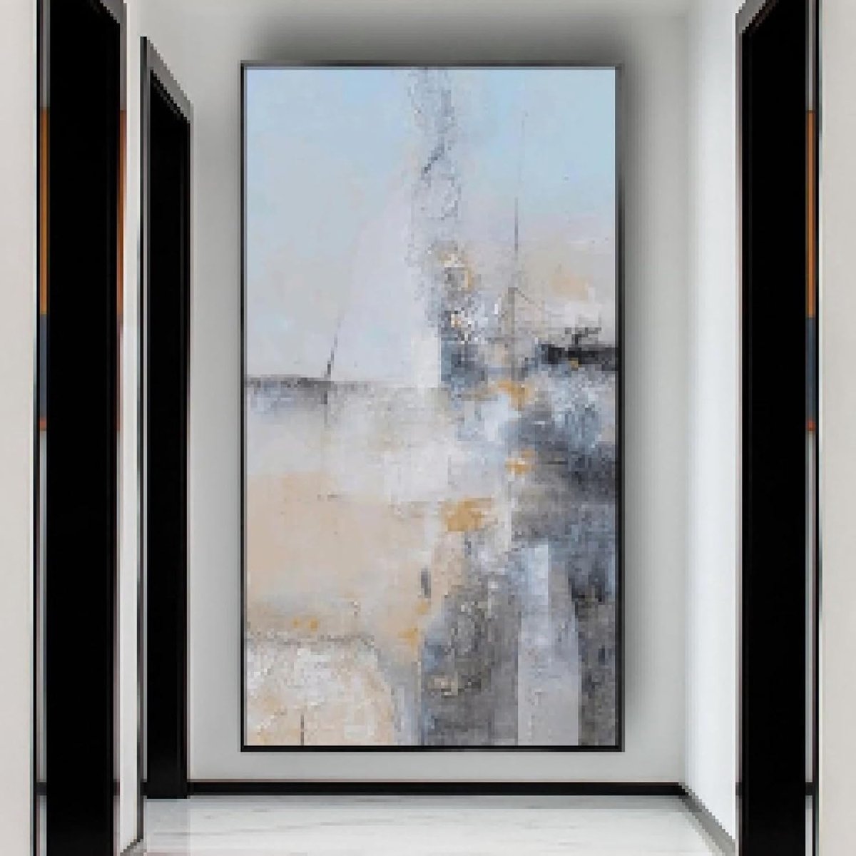 Abstracte Muur Foto Op Schilderen voor Woonkamer Grote Maat Trendy Zilvergrijze Textuur Canvas Wall Art Schilderijen Decor 50x100cm Framework