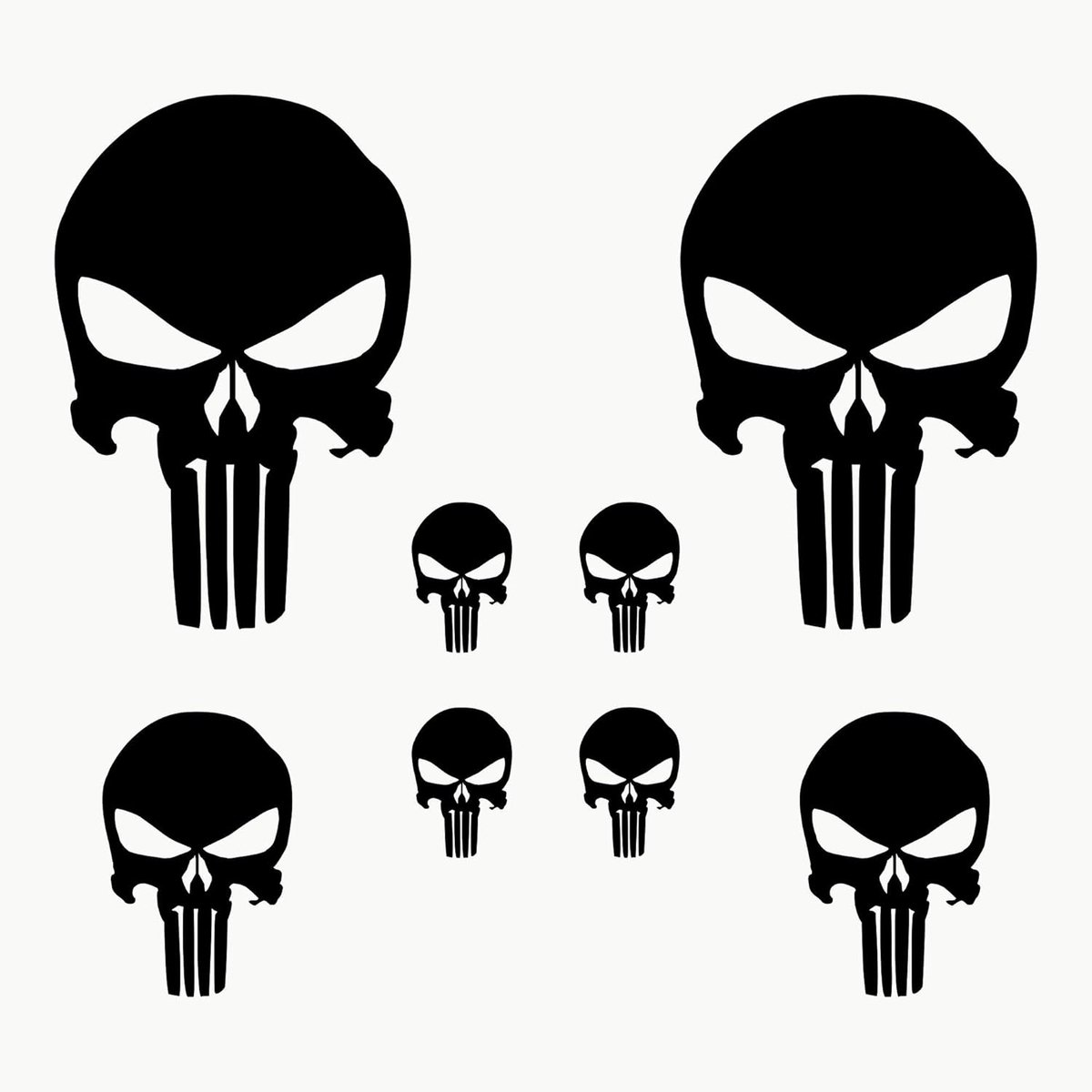 Stickers Schedels | Set van 8 Stuks | Vinyl Sticker Auto | Buitenkant Auto Stickers | Gesmolten Schedel Vinyl | Stickers voor Motor en Helm (Zwart)