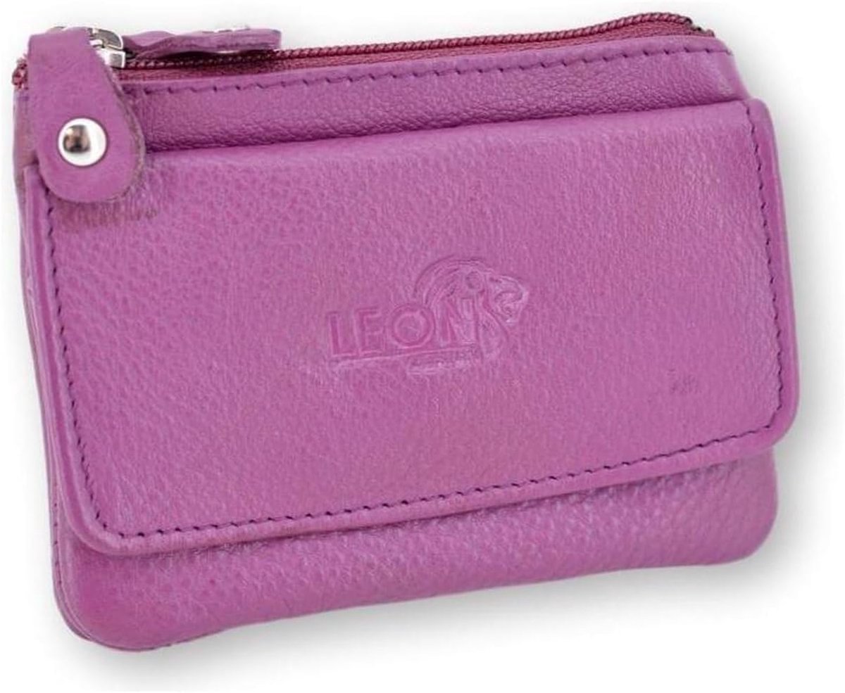 Kaartjeshouder dubbel compartiment - fuchsia - leer - stijlvol en handig - SnelShoppen