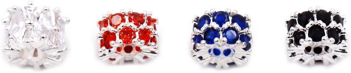 Kwaliteit Cubic Zirkonia Spacer Kralen voor Sieraden Maken 9 * 6mm silver-red